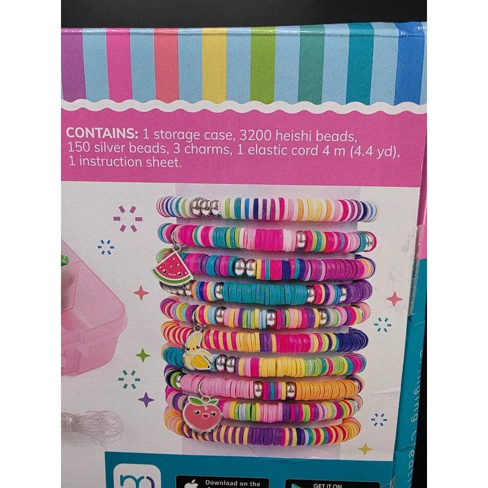 Make It Real Heishi Beads Craft Case Set 3356 Pcs Elastic Cord & Charms DIY Kit